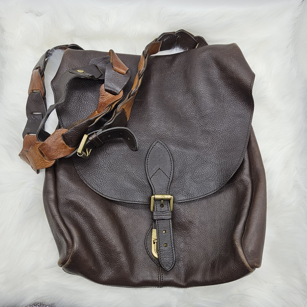 Mulberry Brown Backpack with Leather Accents